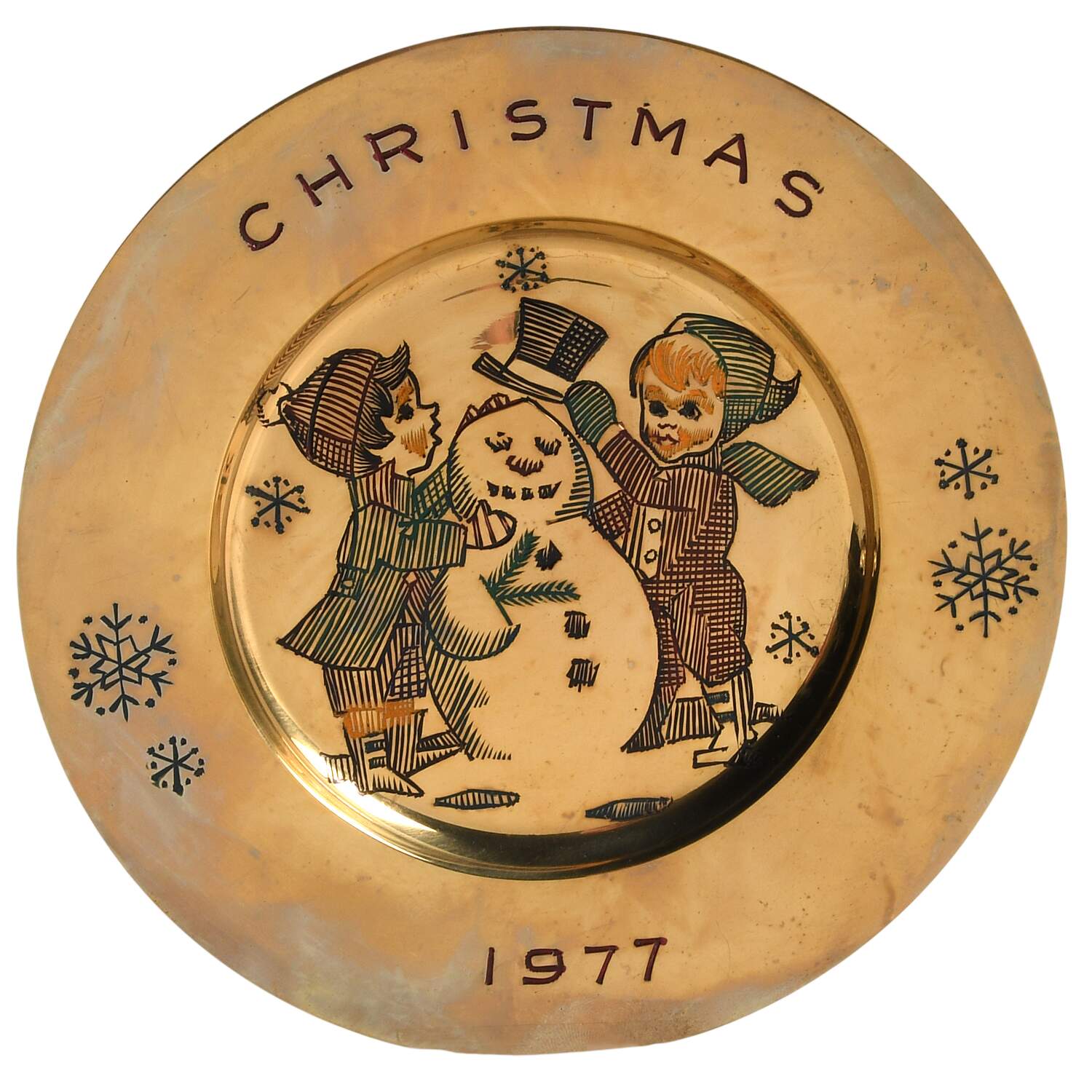 SS Sarna Christmas Plate Children With Snowman - Boxed by Ss Sarna-1