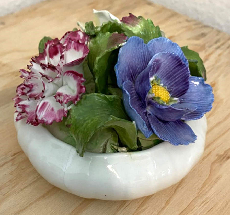 Floral Figurine Mixed Flowers In Round Pot - No Box by John  Aynsley & Sons-1