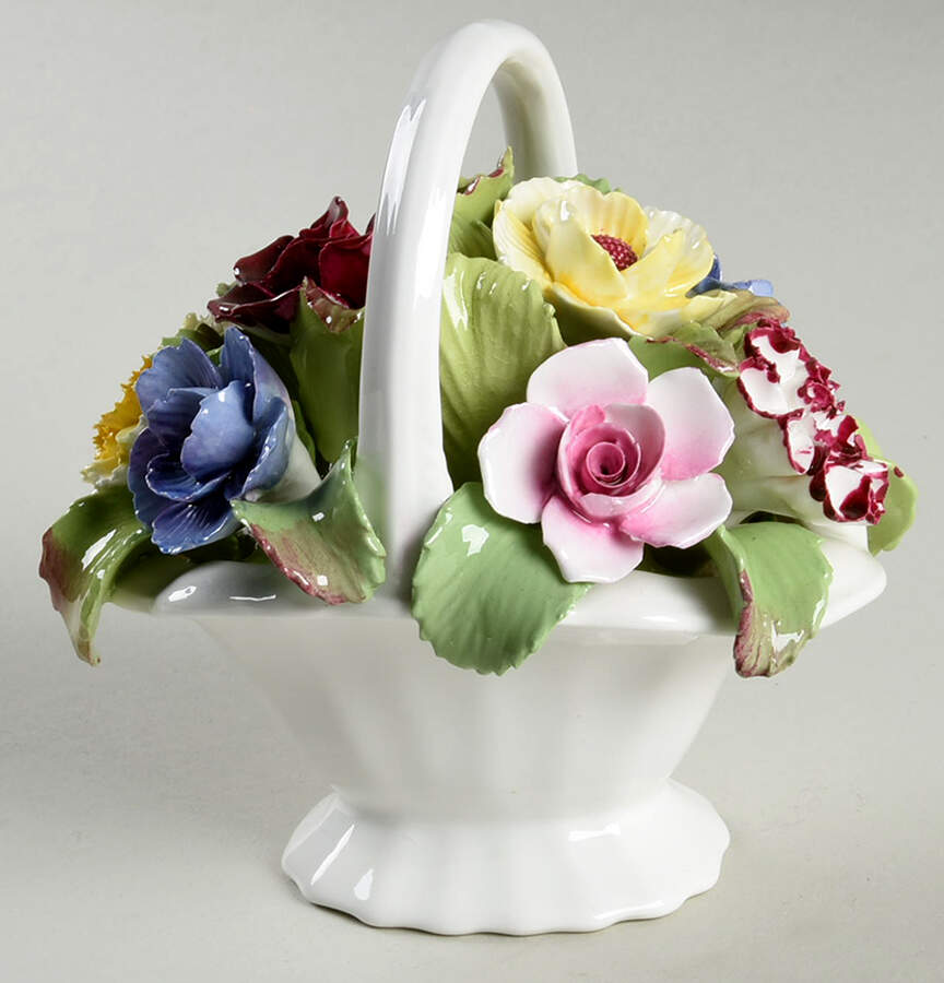 Floral Figurine Basket With Roses&Tulips - Boxed by John  Aynsley & Sons-1