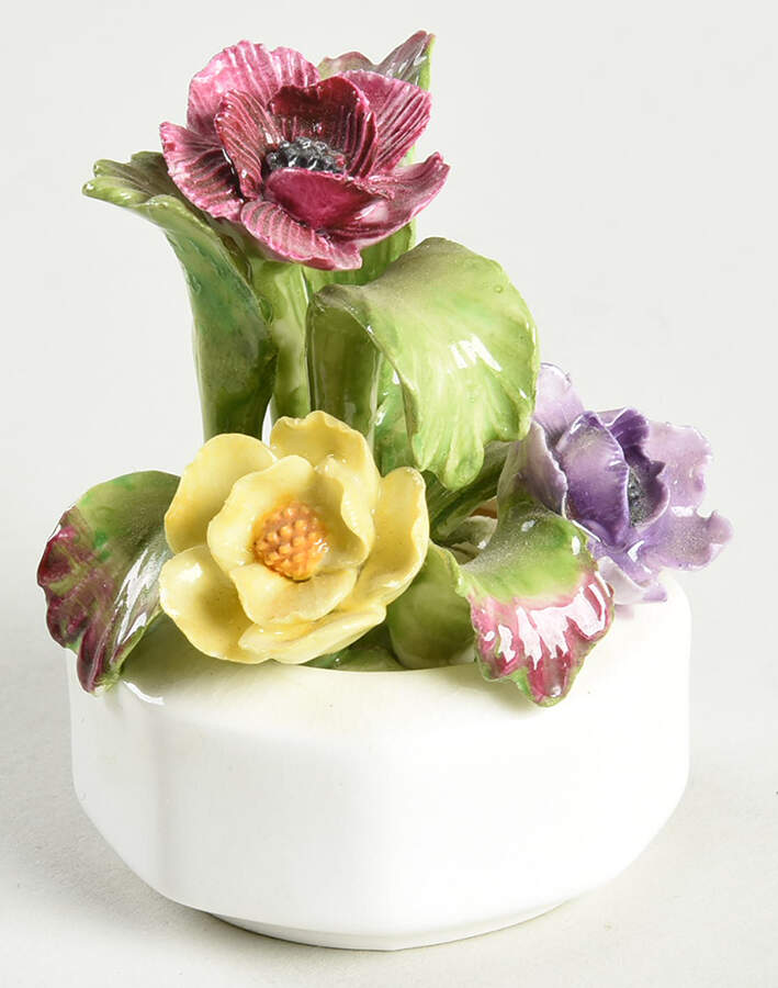 Floral Figurine Flowers In Octagon Pot - No Box by John  Aynsley & Sons-1