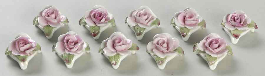 Floral Figurine Red Rose Placecards - Boxed by John  Aynsley & Sons-1