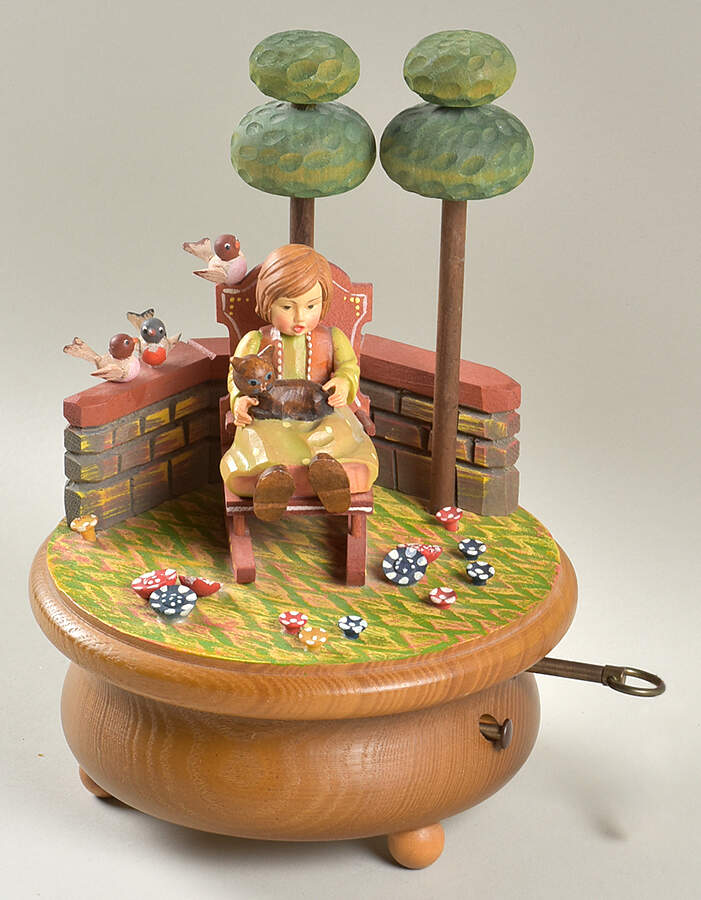 Anri Children-Music Box Girl On Rocking Chair - Born Free - No Box 42 by Anri-1