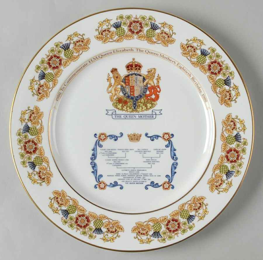 Aynsley Royalty Giftware Queen Mother-80th Birthday Plate - No Box by John  Aynsley & Sons-1
