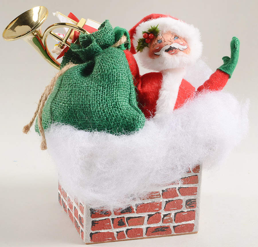 Santa and Mrs Santa Santa In Chimney With Toy Bag - No Box by Annalee-1
