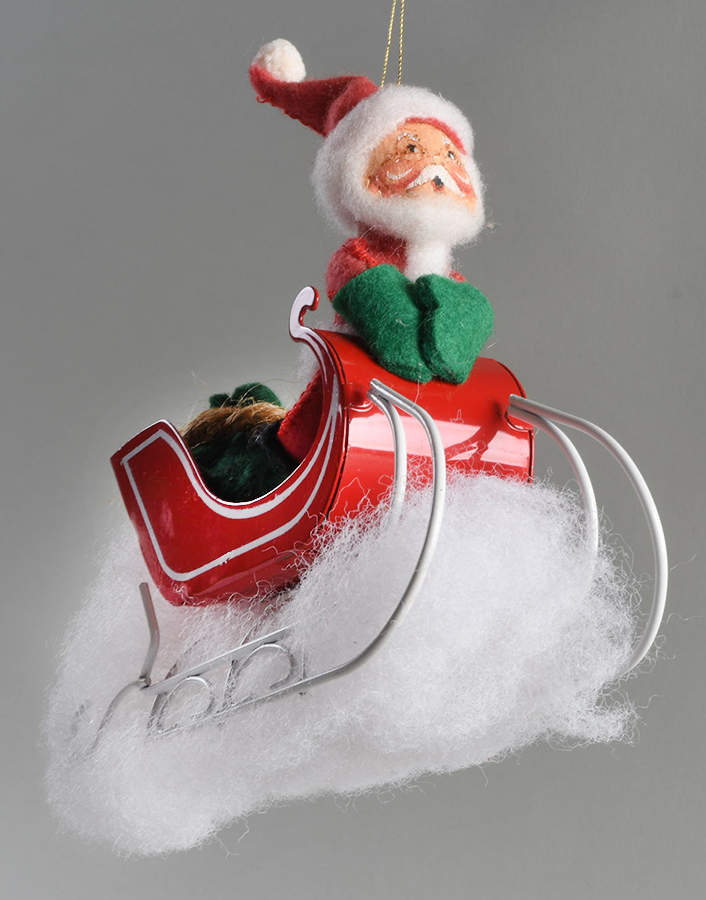 Santa and Mrs Santa Santa In Metal Sleigh - No Box by Annalee-1
