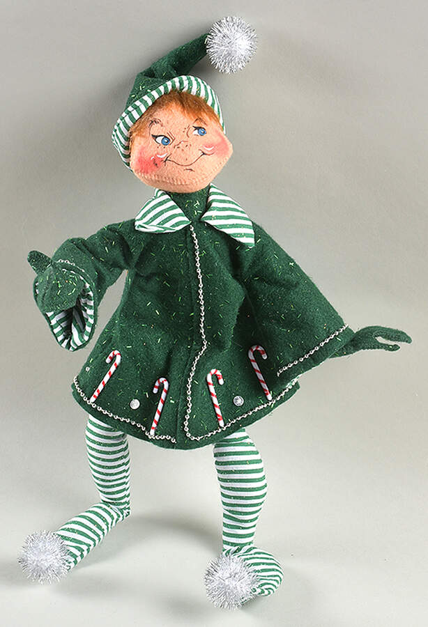 Elves & Gnomes Green Candycane Elf - No Box by Annalee-1