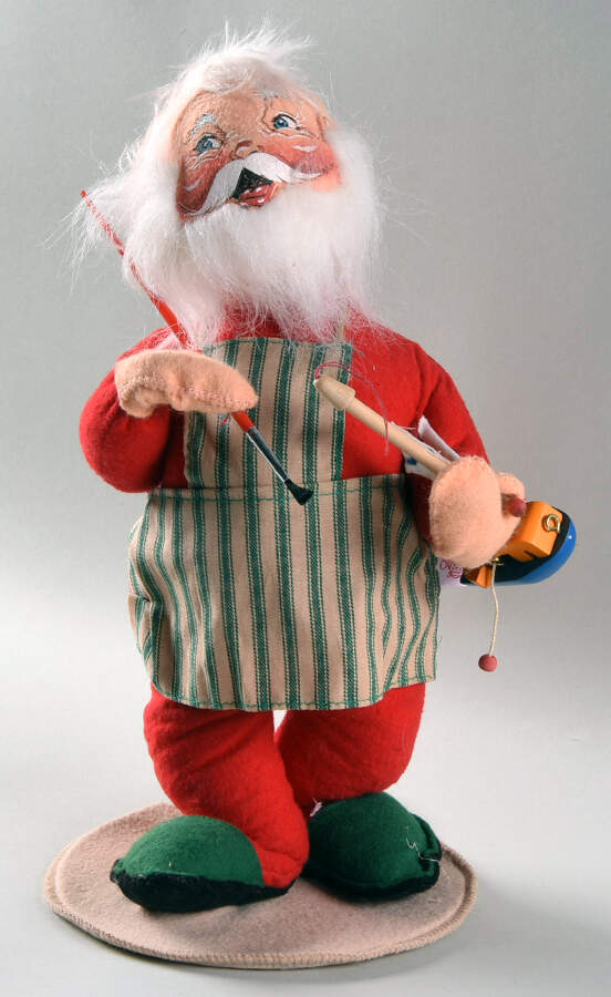 Santa and Mrs Santa Workshop Santa Painting Sailboat - No Box by Annalee-1