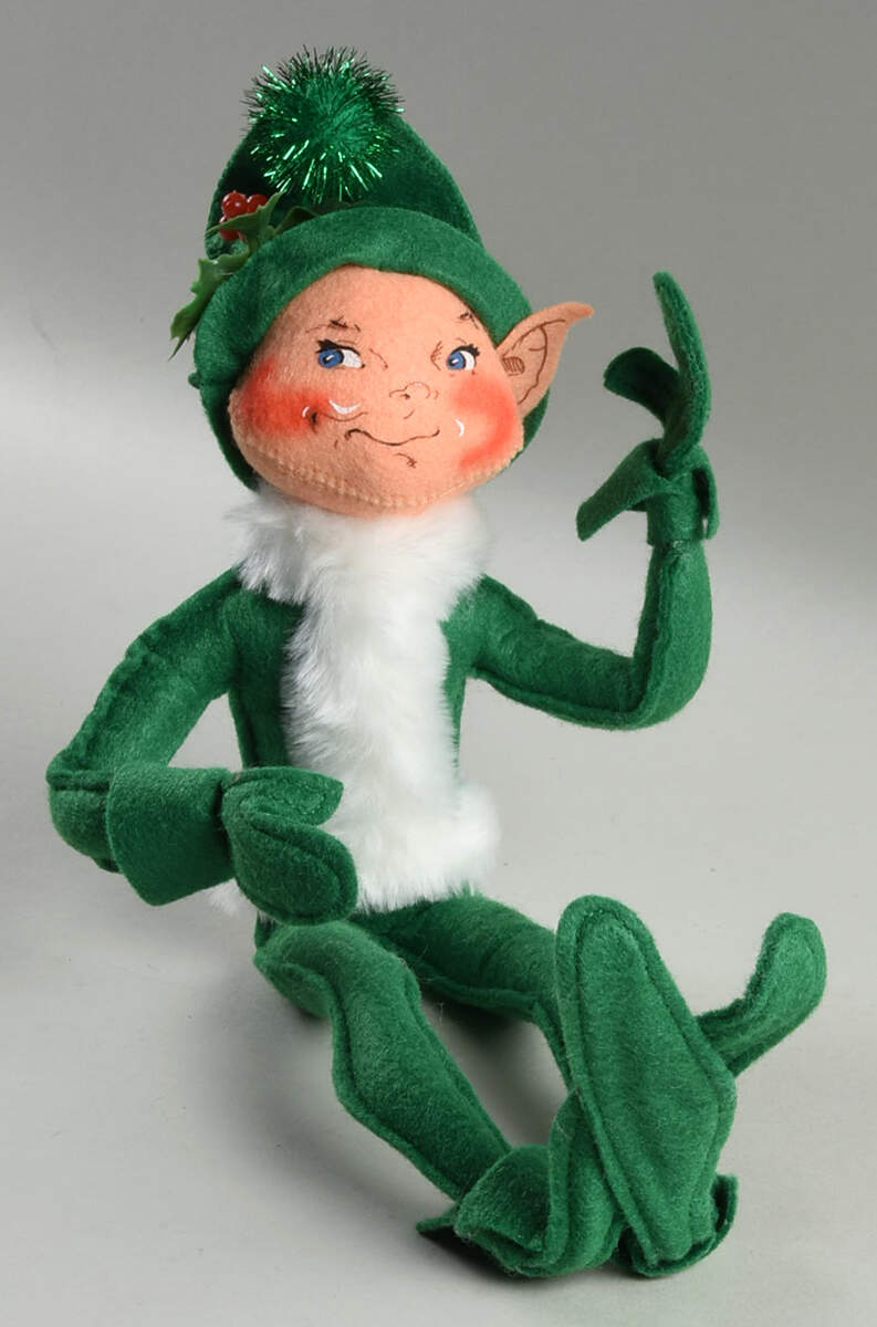 Elves & Gnomes Christmas Green Elf - Green Pom - No Box by Annalee-1