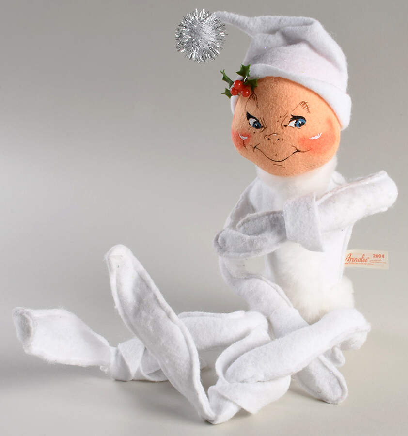 Elves & Gnomes White Christmas Elf - White Pom - No Box by Annalee-1
