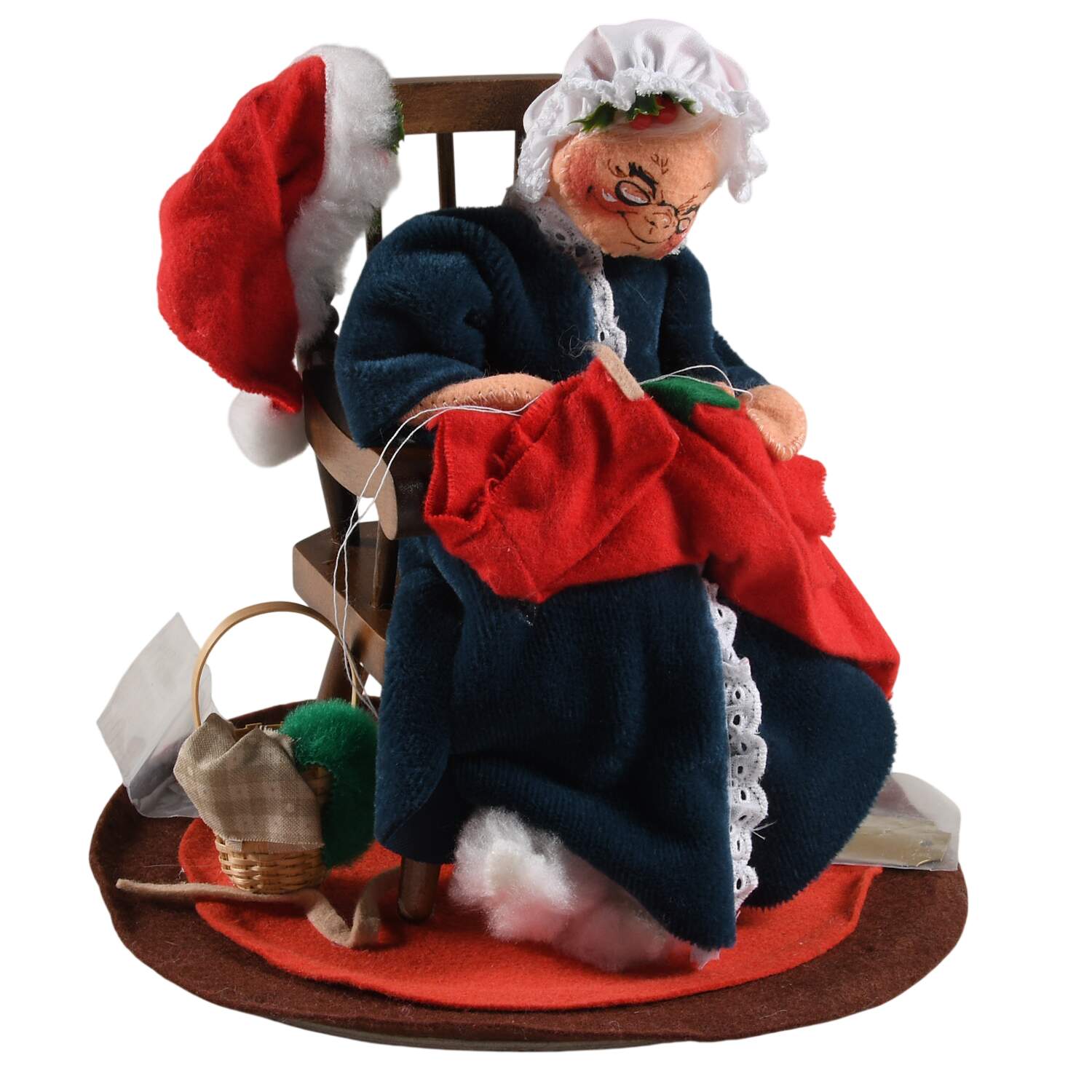 Santa and Mrs Santa Mrs. Claus Last Minute Mending - No Box by Annalee-1