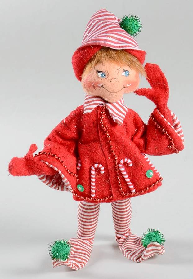 Elves & Gnomes Red Candycane Elf - No Box by Annalee-1
