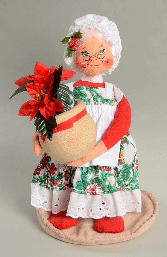 Santa and Mrs Santa Mrs Santa With Poinsettia - No Box by Annalee-1