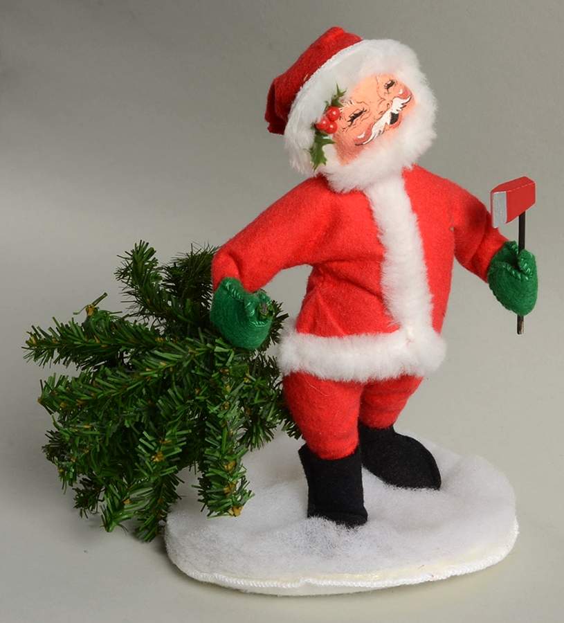 Santa and Mrs Santa Santa Bringing Home Tree Holding Axe - No Box by Annalee-1