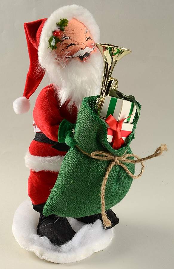 Santa and Mrs Santa Velour Santa With Toy Bag - No Box by Annalee-1