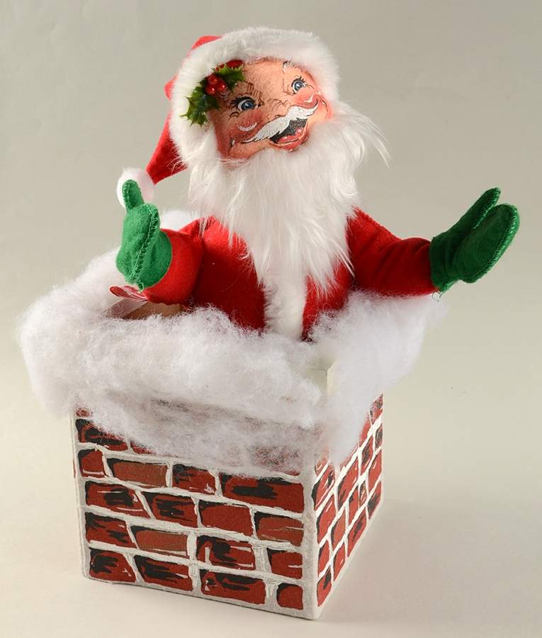 Santa and Mrs Santa Santa In Chimney With Toy Bag - No Box by Annalee-1