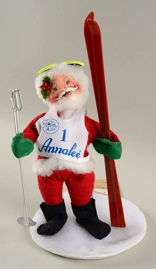 Santa and Mrs Santa Skiing Santa - No Box by Annalee-1