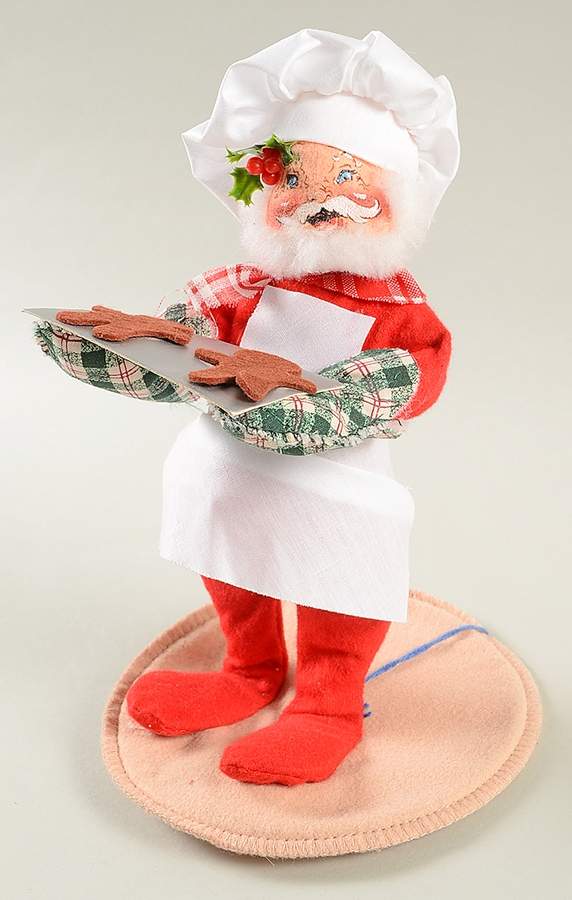 Santa and Mrs Santa Chef Santa Holding Tray Of Gingerbread M - No Box by Annalee-1