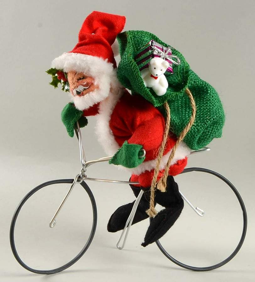 Santa and Mrs Santa Santa Pedaling Presents On Bike - No Box by Annalee-1