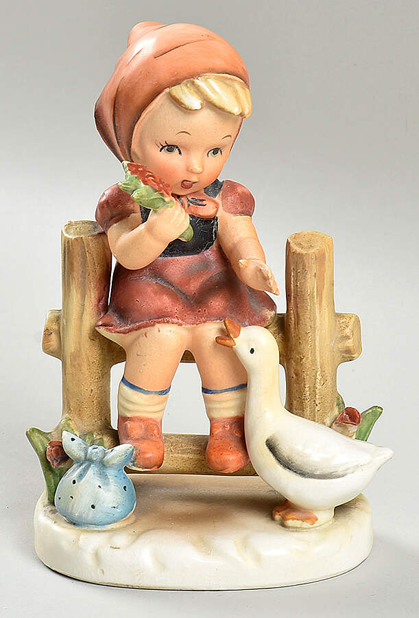 Arnart Figurines Girl On Fence Feeding Goose - No Box by Arnart-1