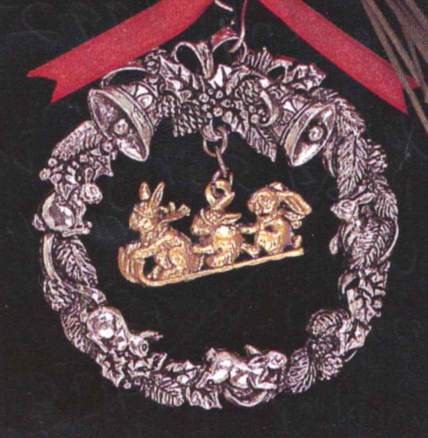 Bunny Ornament Bunnies On A Sled - No Box by Arthur Court-1