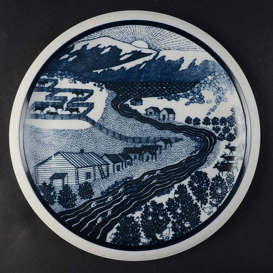 Arabia Single Release Plates Landscape With Stream - Boxed by Arabia of Finland-1