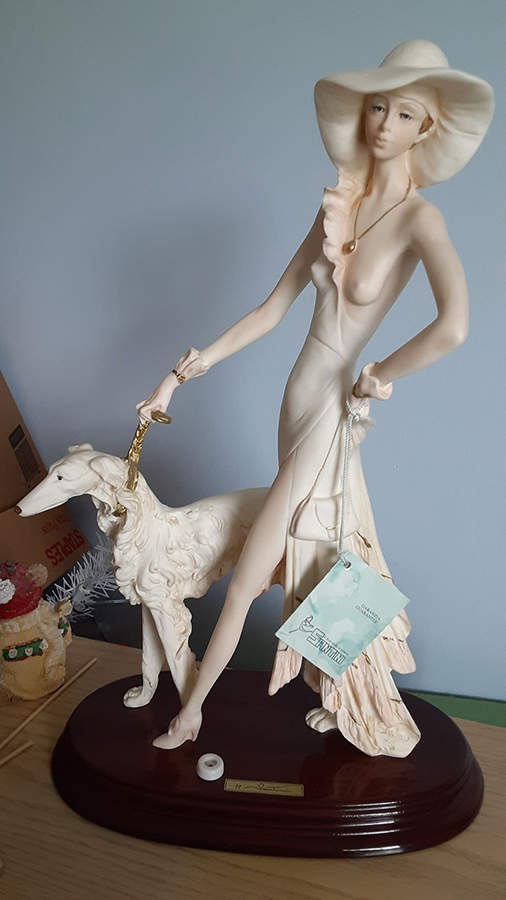 A Santini Sculptures Lady With Dog-White - No Box by A Santini Sculpture-1