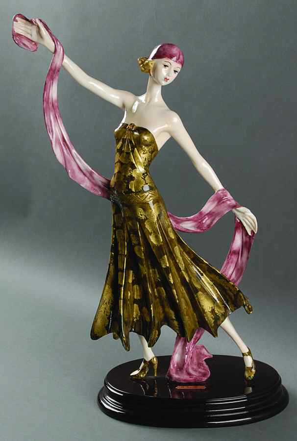 A Santini Sculptures Lady With Gold Dress - No Box by A Santini Sculpture-1