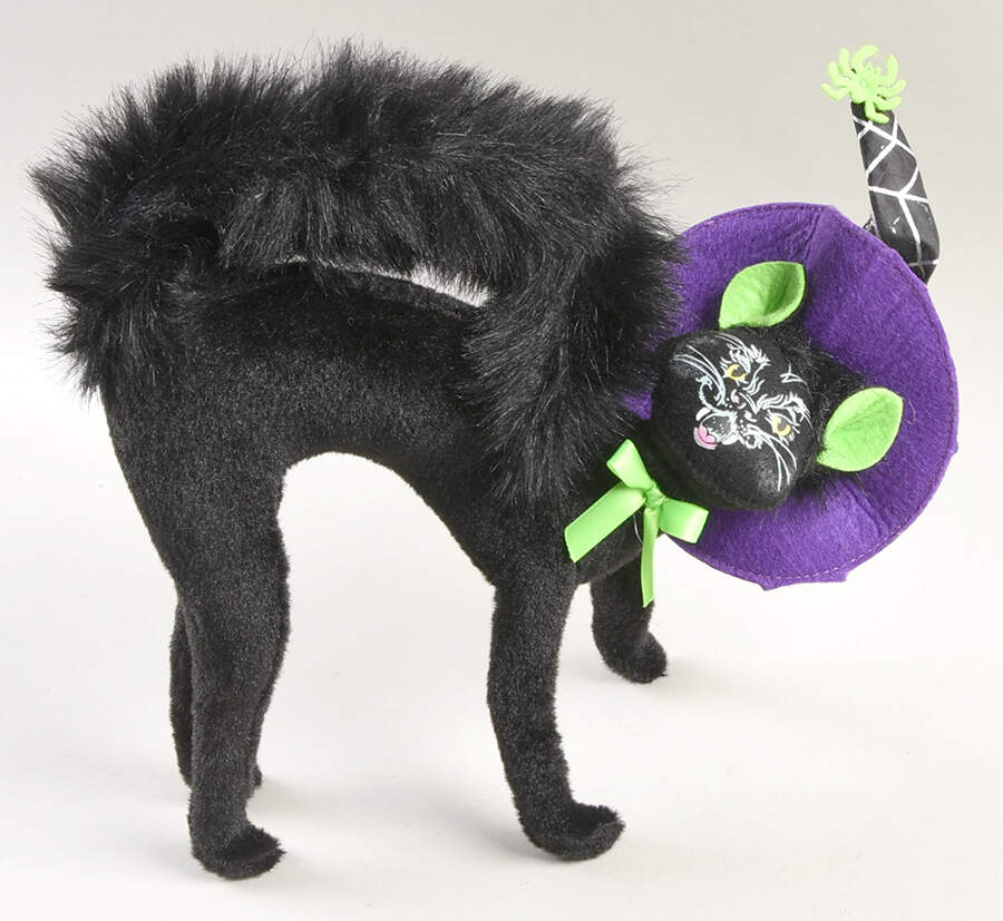 Annalee Halloween Dolls Scared Cat,Spider Web Witch Hat - No Box by Annalee-1