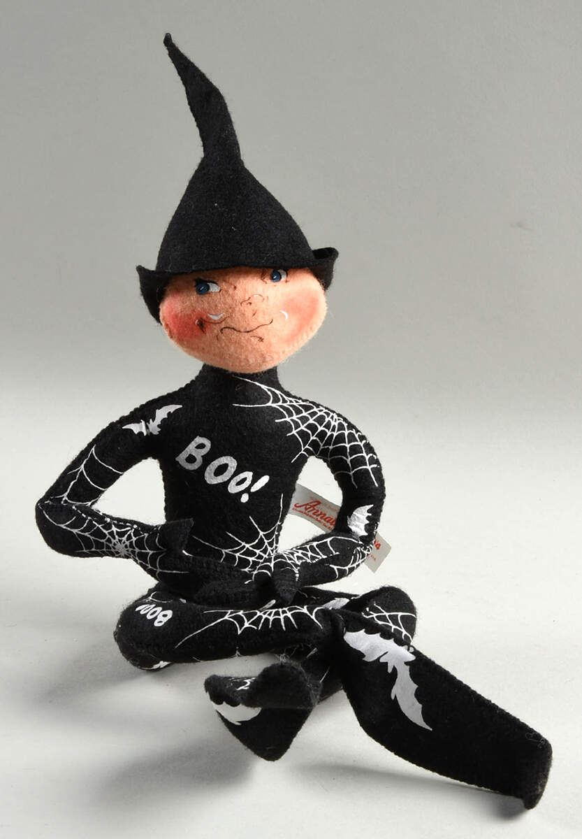 Annalee Halloween Dolls Black Spider Web Elf - No Box by Annalee-1