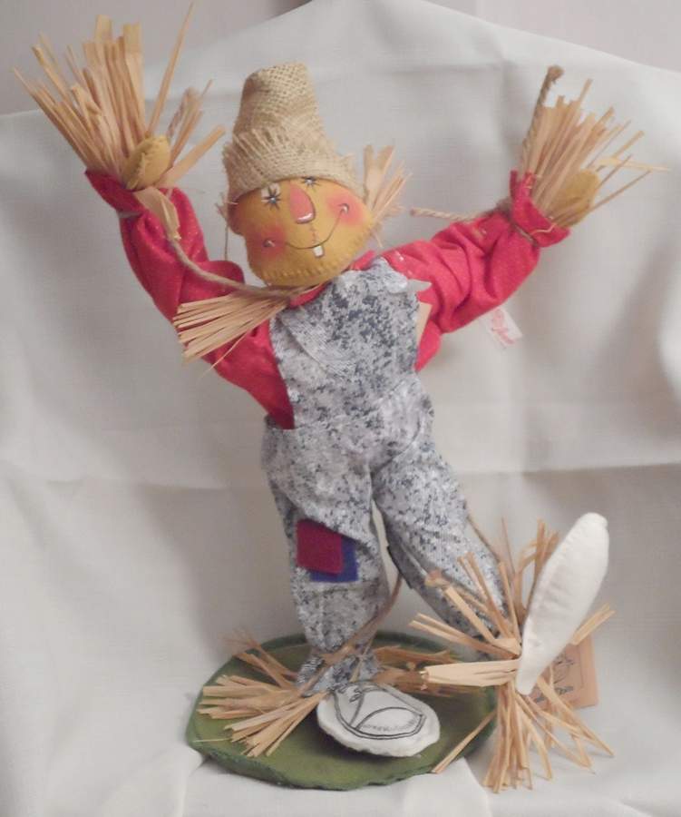Annalee Halloween Dolls Scarecrow-Denim Overalls - No Box by Annalee-1