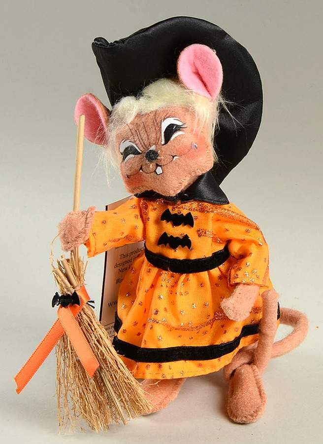 Halloween Mice Witch Mouse Broom And Bats - No Box by Annalee-1