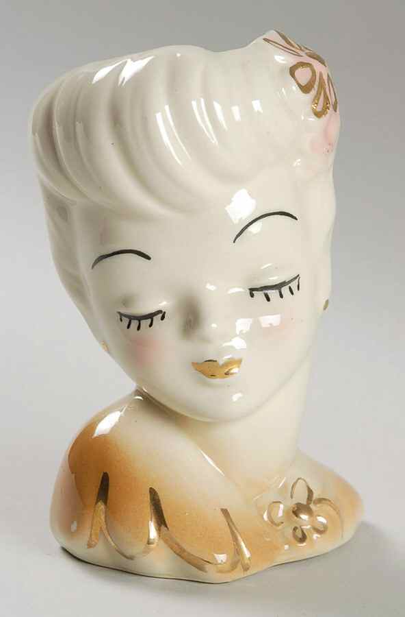 American Bisque Head Vases Lady Head Vase-Colored - No Box by American Bisque-1