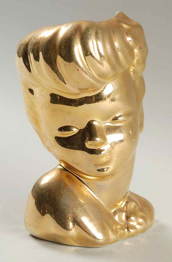 American Bisque Head Vases Lady Head Vase-Gold - No Box by American Bisque-1