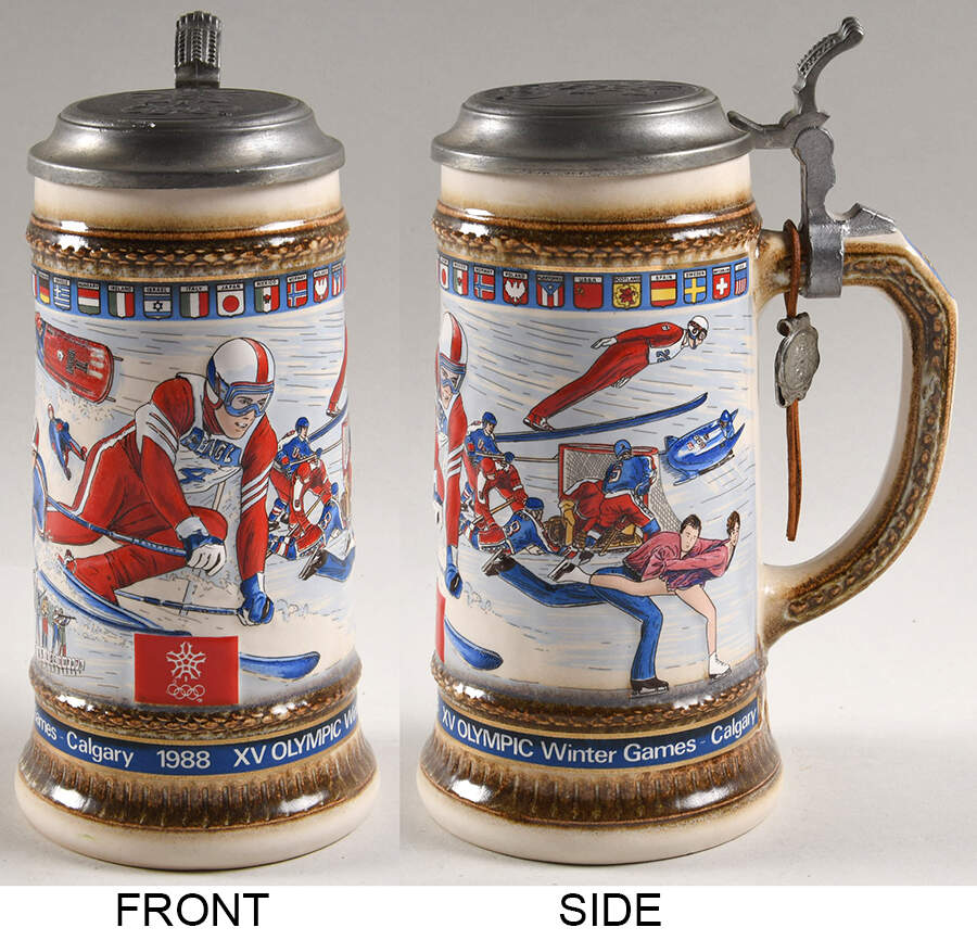 Olympic Games Steins 1988 Calgary Canada-Gerz - Boxed by Anheuser-Busch-1