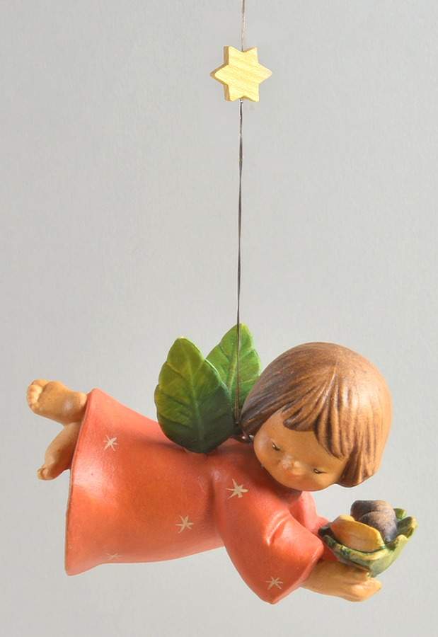 Ferrandiz Flying Angel Ornaments Angel With Leaf Of Fruit - No Box by Anri-1