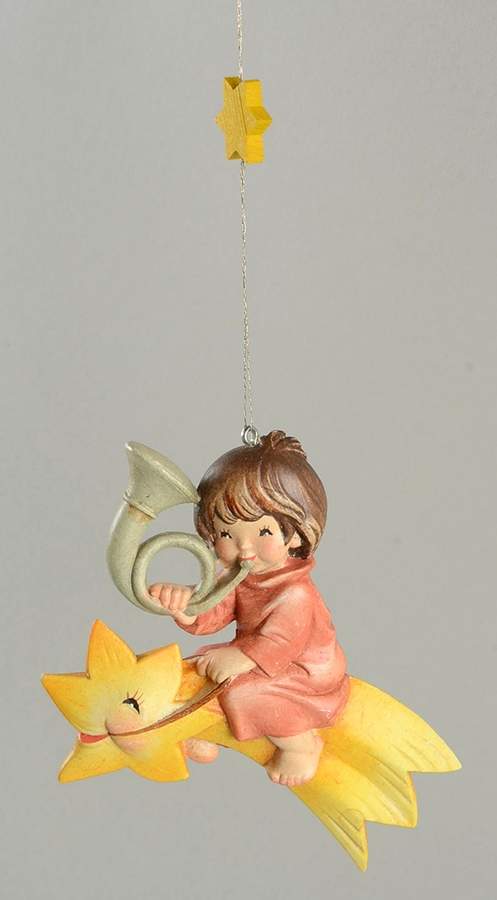 Ferrandiz Angel Ornaments-Flat Shooting Star Angel With Horn - No Box by Anri-1