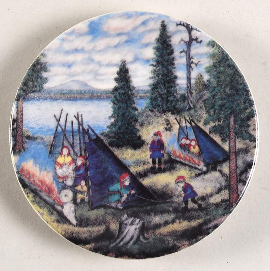 Alariesto Mini-Plate Series On Log Fire - Boxed by Arabia of Finland-1