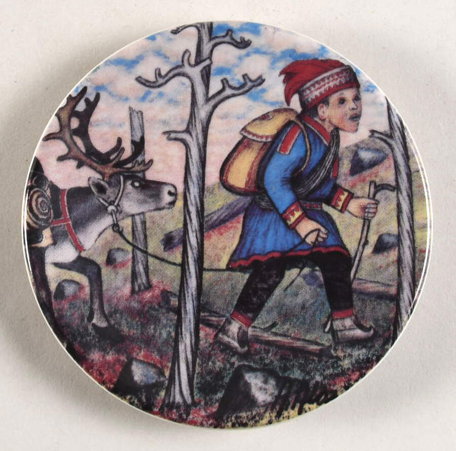 Alariesto Mini-Plate Series Lapland Postman - Boxed by Arabia of Finland-1