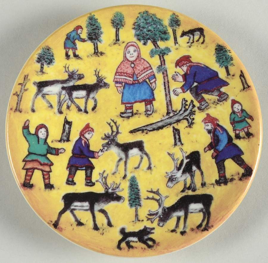 Alariesto Mini-Plate Series Reindeer And Herders - Boxed by Arabia of Finland-1