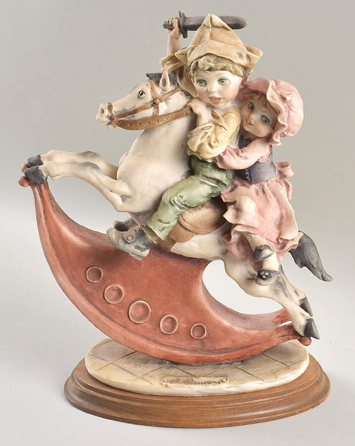 Children Boy & Girl On Rocking Horse - Boxed by Armani-1