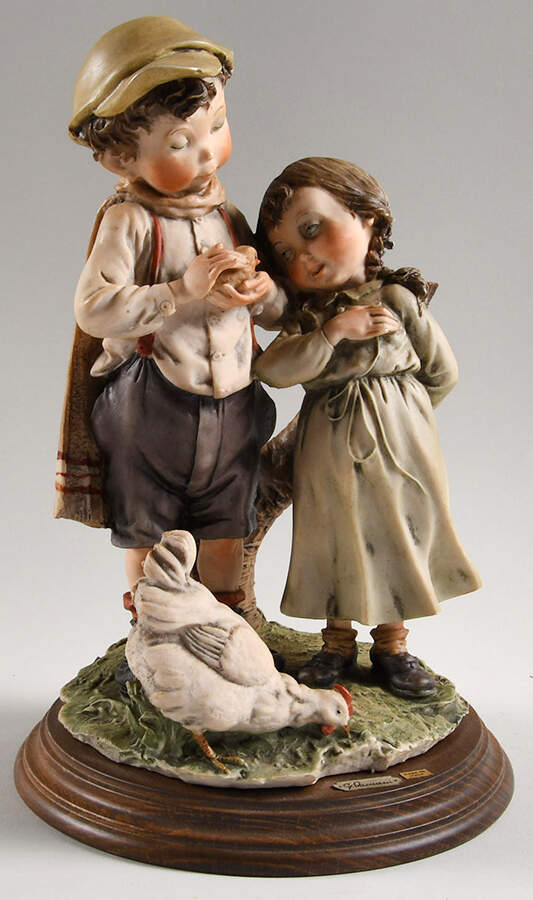 Children Boy And Girl With Chiickens - No Box by Armani-1