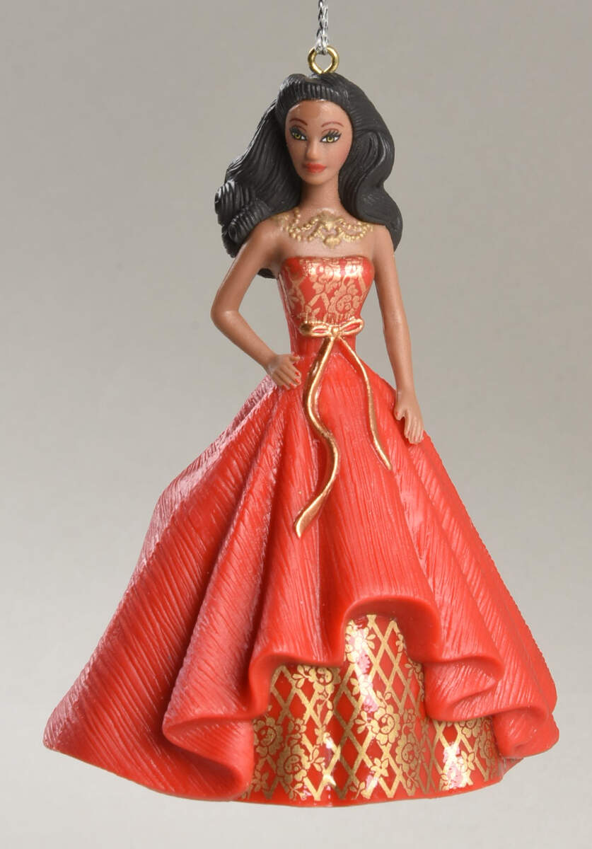Holiday Barbie Ornaments Red & Gold Dress-African Ameri - Boxed by American Greetings-1