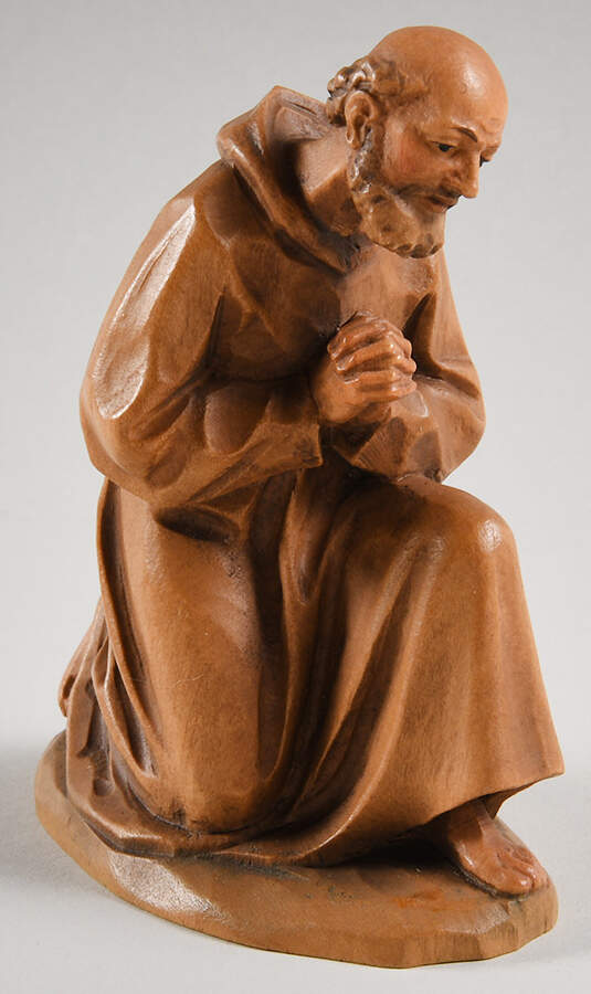 Kuolt 8" Wooden Nativity Shepherd Kneeling - Boxed by Anri-1