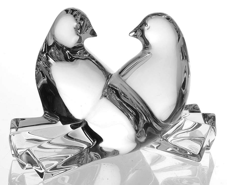 Baccarat Crystal Figurines Loving Doves-Birds - No Box by Baccarat-1