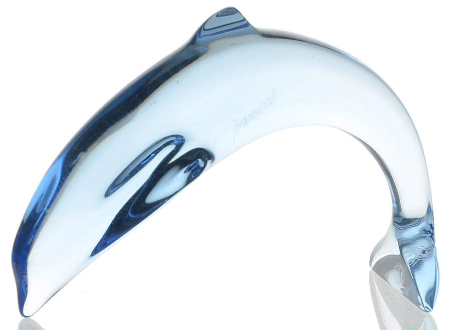 Baccarat Crystal Figurines Diving Dolphin-Blue - With Box Bx874 by Baccarat-1
