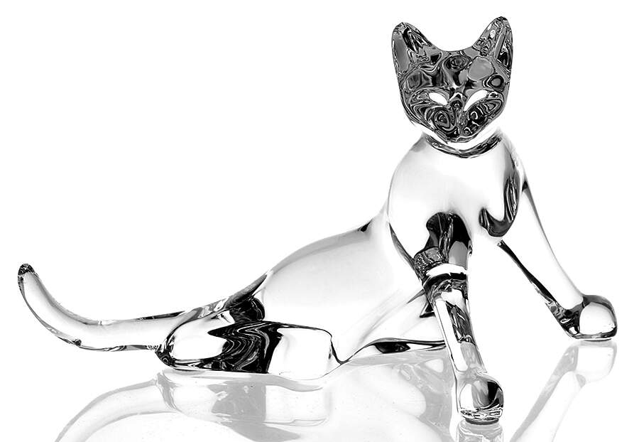 Baccarat Crystal Figurines Cat With Tail Up - With Box Bx2015 by Baccarat-1