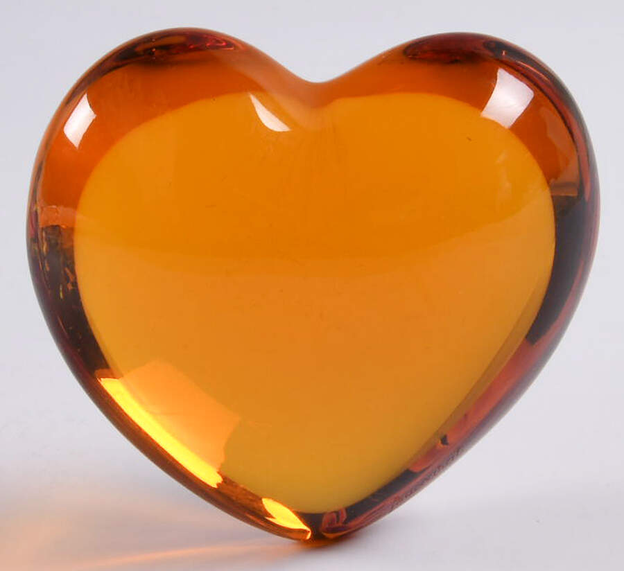 Baccarat Paperweight Amor Heart (Puffed) - Amber - Boxed by Baccarat-1