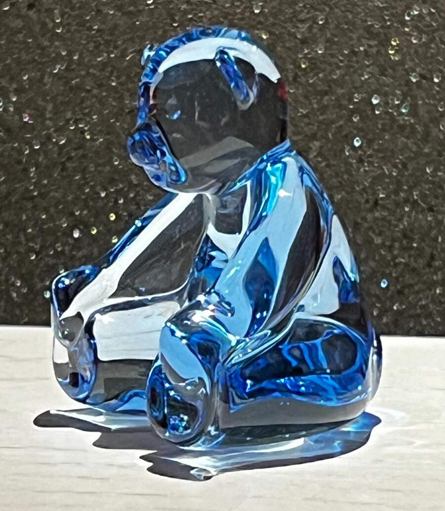 Baccarat Crystal Figurines Bear Cub-Spinning Blue - With Box Bx2055 by Baccarat-1