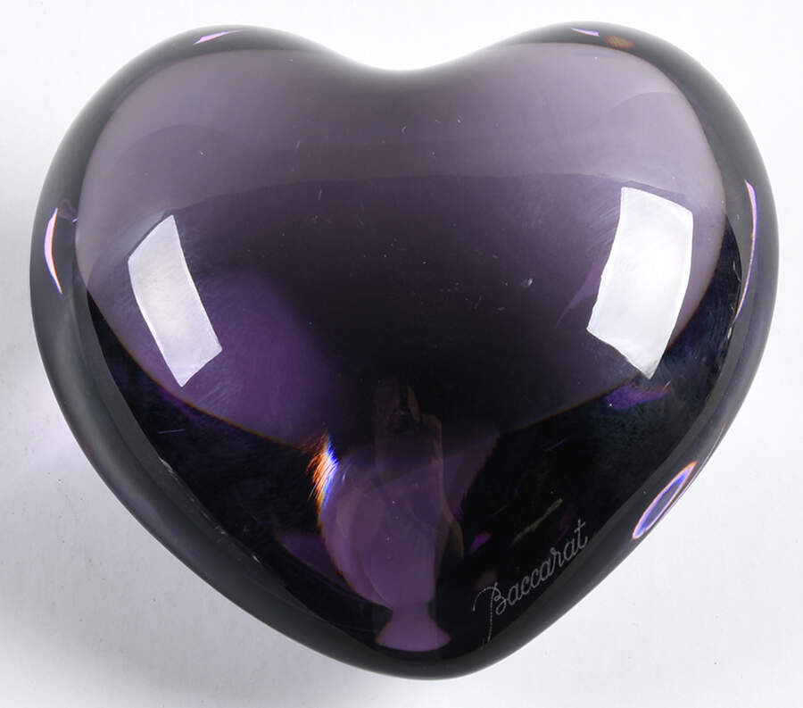 Baccarat Paperweight Amor Heart (Puffed) - Amethyst - No Box by Baccarat-1