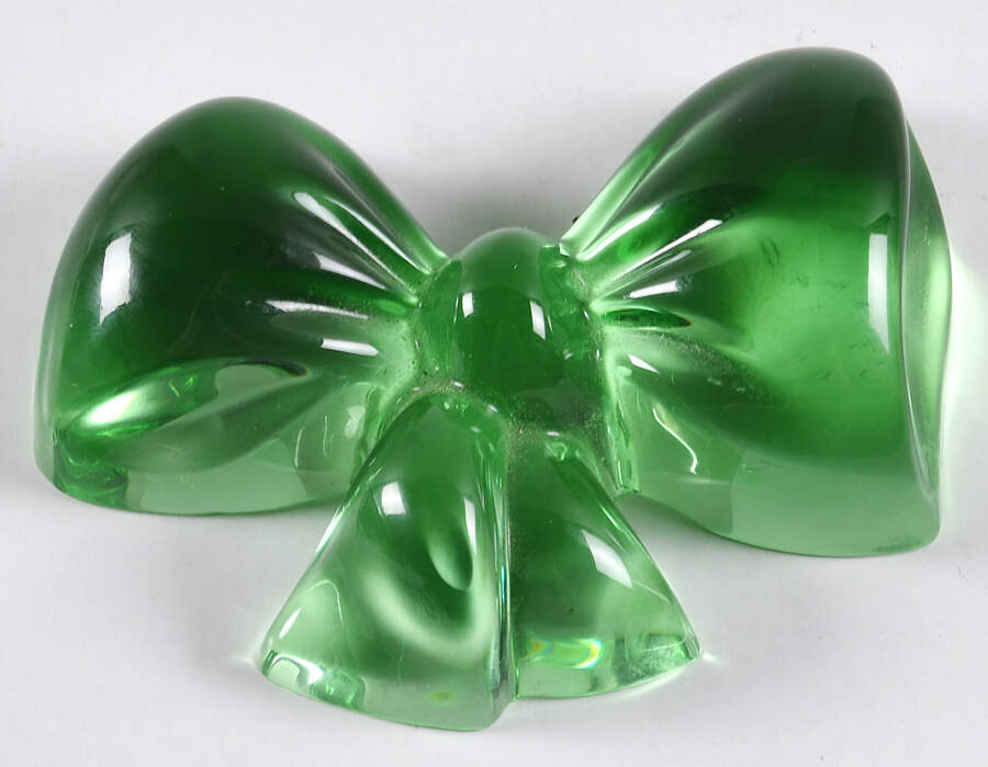 Baccarat Crystal Figurines Bow Paperweight - Light Green - No Box by Baccarat-1